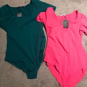 XXL teal and hot pink bodysuits nwt